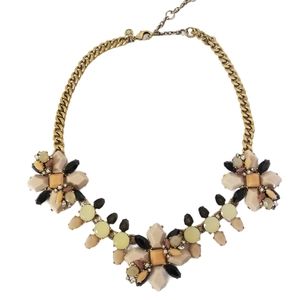 J.CREW Multicolor Rhinestone Statement Necklace Choker Collar Chunky Autumnal